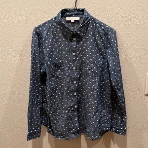 LOFT button up shirt with small flowers size M